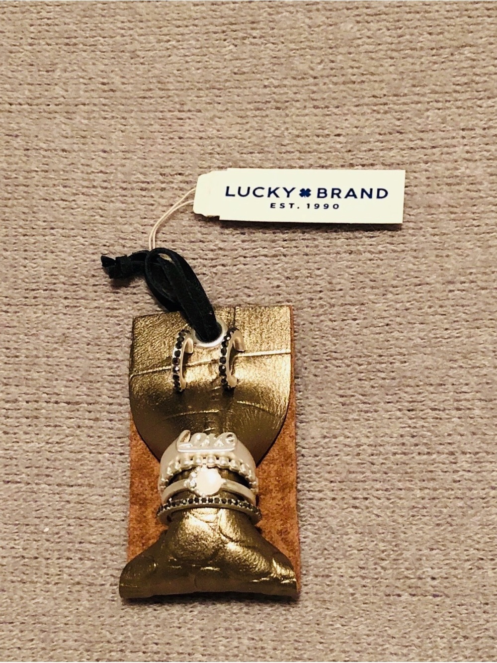 Lucky Brand Metallic Silver Ring and Earrings Set